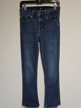 7 For All Mankind Tailorless Women's Bootcut Jeans in Dark Blue Denim Size 29
